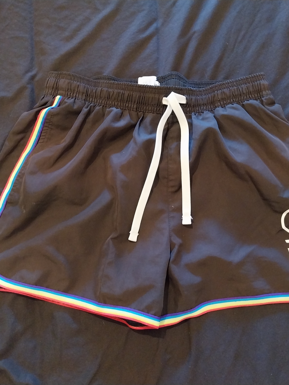 Calvin Klein Black Athletic Shorts with Rainbow Piping